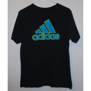 Adidas Black Tee Shirt w Blue & Green Logo